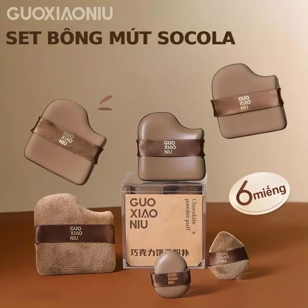  Bộ 6 Bông Mút Trang Điểm Socola Guoxiaoniu Chocolate Cookie Powder Puff (6pcs) 