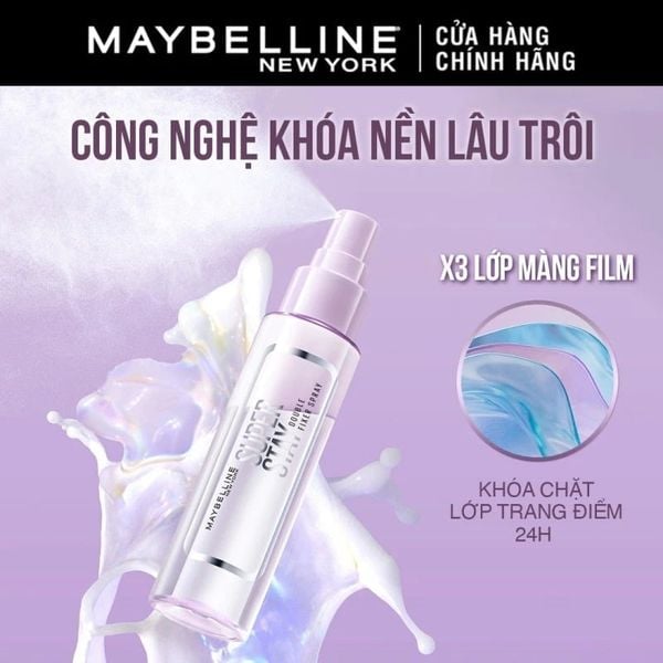  Xịt Khóa Nền Maybelline Dưỡng Ẩm, Lâu Trôi Super Stay Double Fixer Spray 55ml 