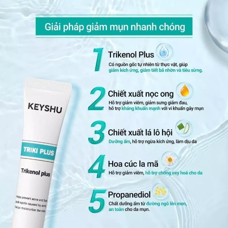 Serum Keyshu Hỗ Trợ Giảm Mụn, Làm Dịu Da Triki Plus 20ml