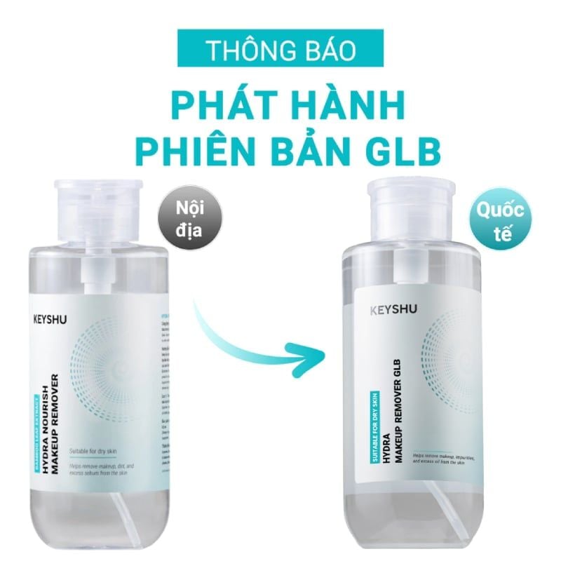 Nước Tẩy Trang Keyshu Làm Sạch Lớp Trang Điểm, Cho Da Khô, Nhạy Cảm Makeup Remover 550ml/550g