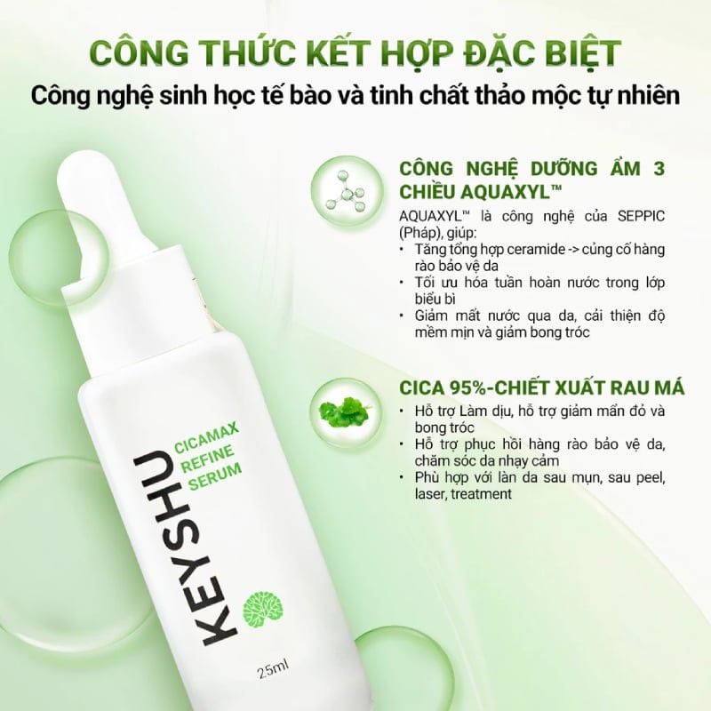Serum Keyshu Chiết xuất Rau Má, Hỗ Trợ Làm Dịu, Phục Hồi Da Cicamax Refine Serum 25ml