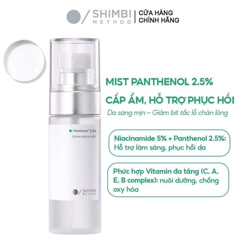 Tinh Chất Dưỡng Ẩm Dạng Xịt Shimbi Method Derma Serum Mist Panthenol 2.5% 50ml