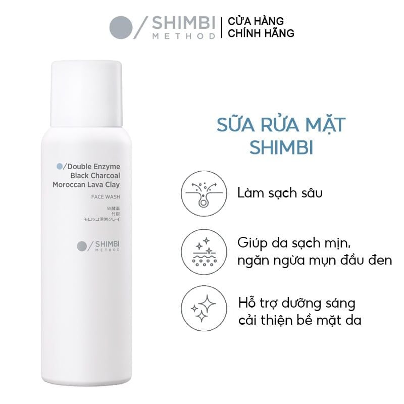 Sữa Rửa Mặt Shimbi Dạng Bọt Làm Sạch Sâu Method Face Wash Double Enzyme, Black Charcoal, Moroccan Lava Clay 120g