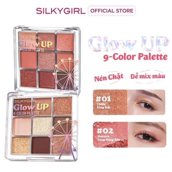  Bảng Phấn Mắt 9 Ô Silkygirl Glow Up 9-Color Palette 7.2g 