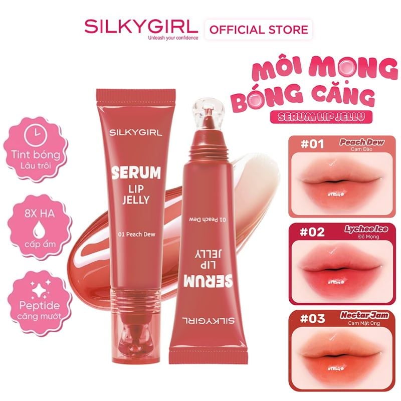 Son Tint Bóng Silkygirl Lâu Trôi, Cấp Ẩm Serum Lip Jelly 8ml