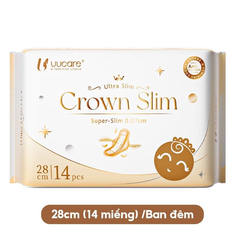 Băng Vệ Sinh UUcare Siêu Mỏng 0.07cm Kháng Khuẩn Siêu Thấm Crown Slim Day (Che tên sản phẩm khi giao hàng)