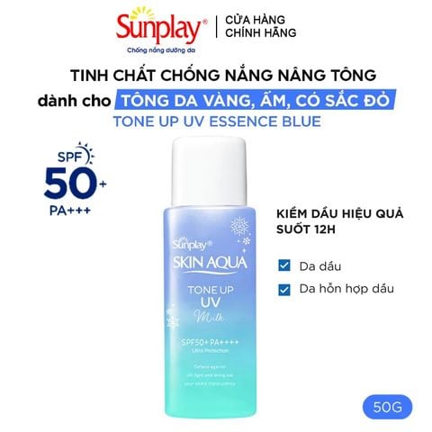 Sữa Chống Nắng Sunplay Nâng Tông, Kiềm Dầu Skin Aqua Tone Up Uv Milk Blue SPF50+ PA++++ 50g