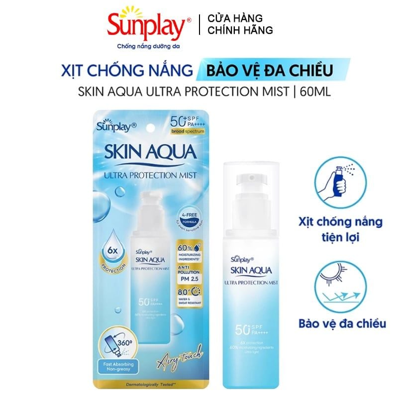 Xịt Chống Nắng Sunplay Bảo Vệ Đa Chiều Skin Aqua Ultra Protection Mist SPF50+ PA++++ 60ml