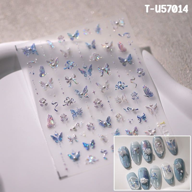 Miếng Dán Trang Trí Móng TENSOR 5D Sticker Nail Cao Cấp, Họa Tiết Nơ Bướm, Trái Tim Lấp Lánh, Siêu Xinh, Mẫu Đa Dạng