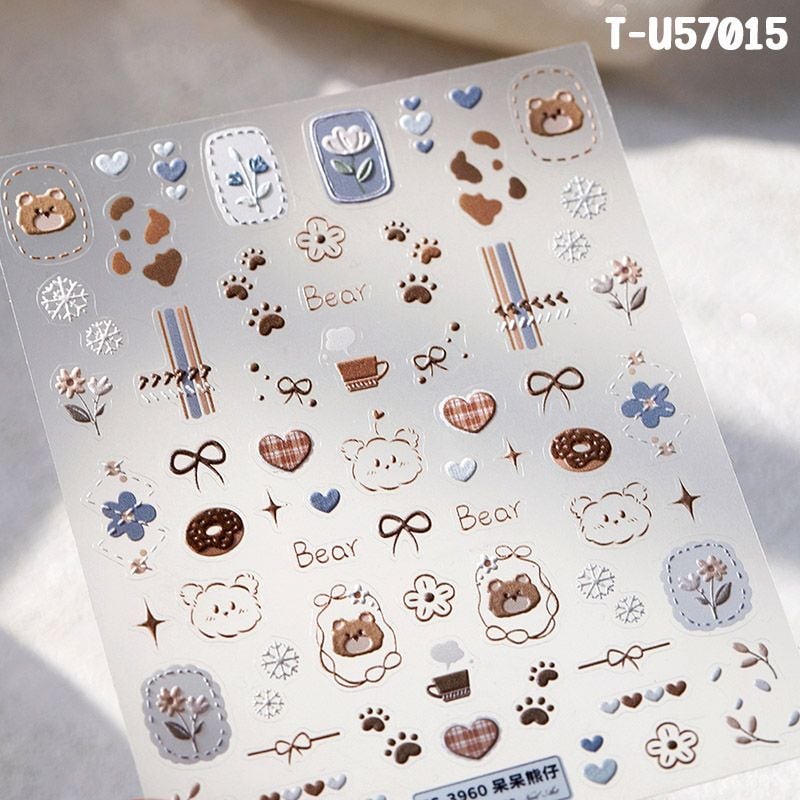 Miếng Dán Trang Trí Móng TENSOR 5D Sticker Nail Cao Cấp Họa Tiết Hoạt Hình Siêu Dễ Thương, Đa Dạng, Nhiều Màu Sắc