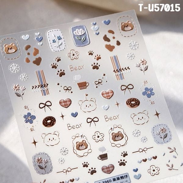  Sticker Nail TENSOR 5D, Miếng Dán Trang Trí Móng Cao Cấp Họa Tiết Hoạt Hình Siêu Dễ Thương, Đa Dạng, Nhiều Màu Sắc 