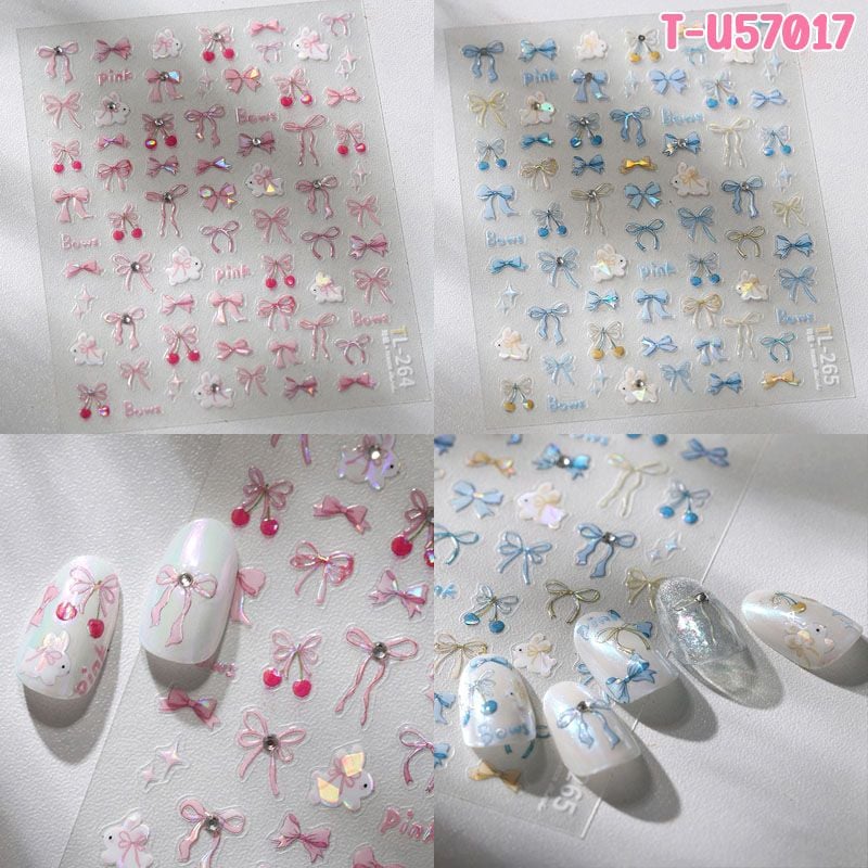 Miếng Dán Trang Trí Móng TENSOR 5D Sticker Nail Cao Cấp, Họa Tiết Nơ Bướm, Trái Tim Lấp Lánh, Siêu Xinh, Mẫu Đa Dạng