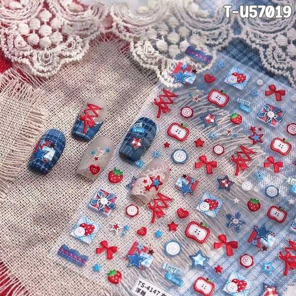  Miếng Dán Trang Trí Móng TENSOR 5D Sticker Nail Cao Cấp, Họa Tiết Giáng Sinh Dễ Thương Ông Già Noel 