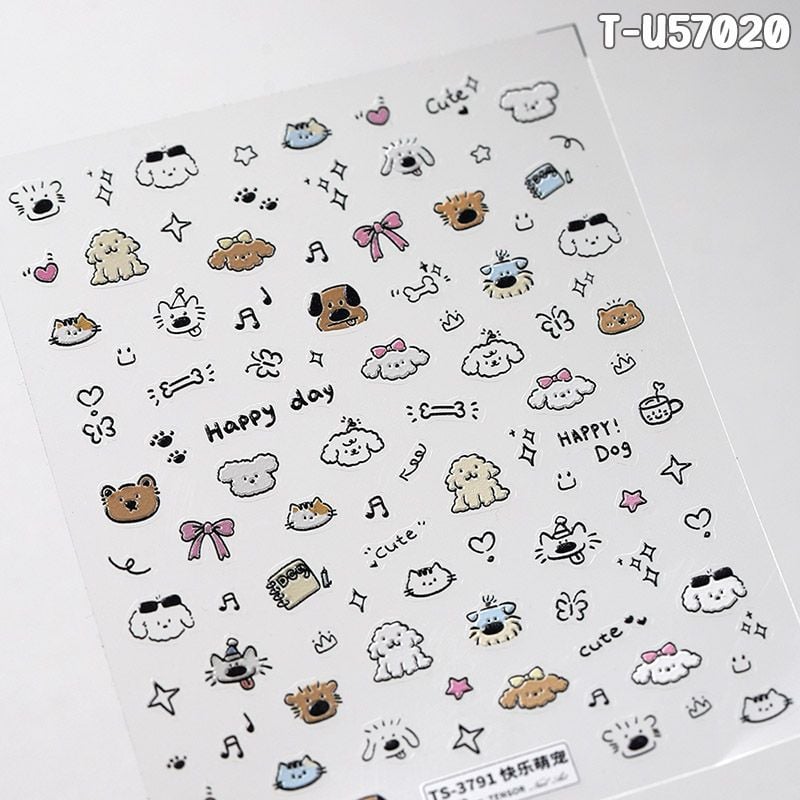 Miếng Dán Trang Trí Móng TENSOR 5D Sticker Nail Cao Cấp Họa Tiết Hoạt Hình Siêu Dễ Thương, Đa Dạng, Nhiều Màu Sắc