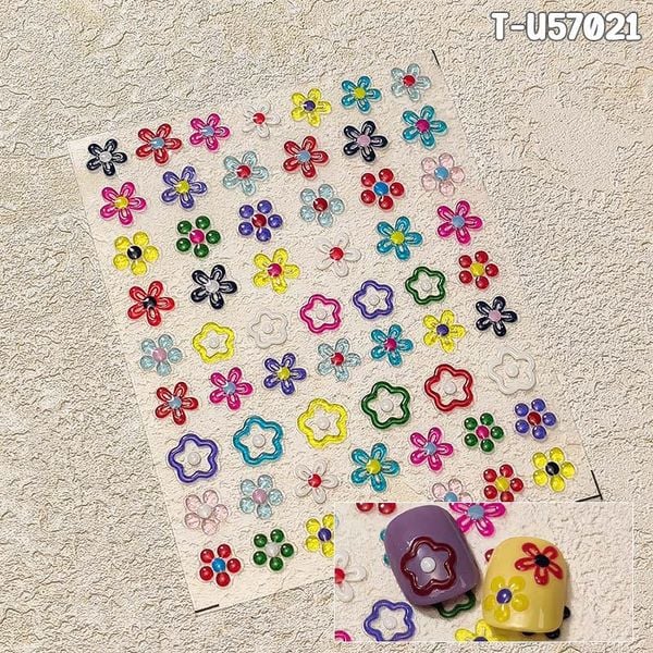  Miếng Dán Trang Trí Móng TENSOR 5D Sticker Nail Cao Cấp, Họa Tiết Hoa, Tulip, Ngôi Sao Mẫu Đa Dạng 