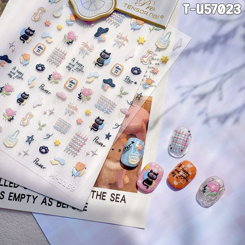 Miếng Dán Trang Trí Móng TENSOR 5D Sticker Nail Cao Cấp Họa Tiết Hoạt Hình Siêu Dễ Thương, Đa Dạng, Nhiều Màu Sắc