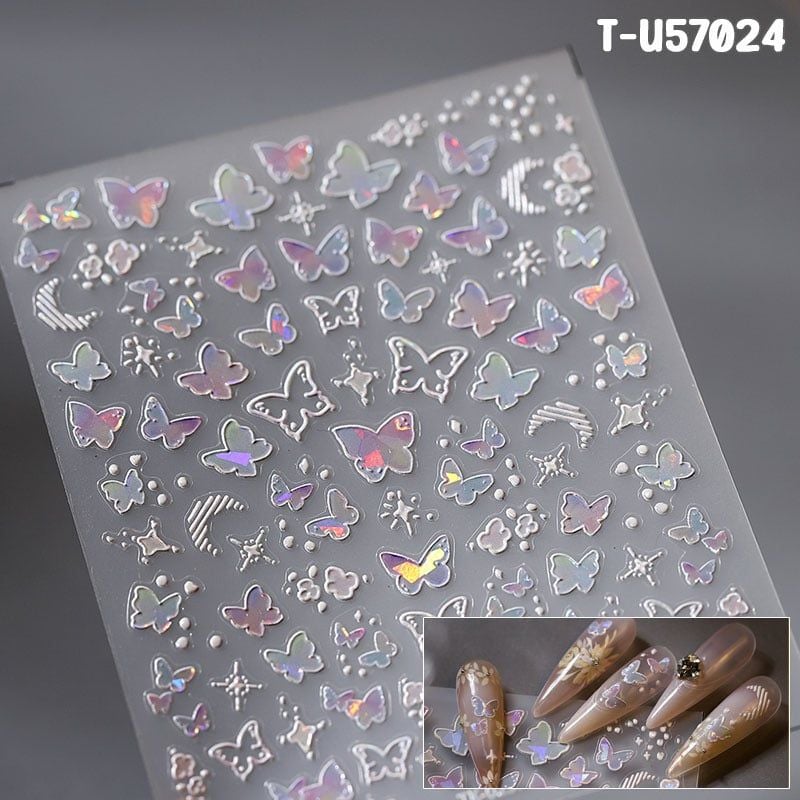 Miếng Dán Trang Trí Móng TENSOR 5D Sticker Nail Cao Cấp, Họa Tiết Nơ Bướm, Trái Tim Lấp Lánh, Siêu Xinh, Mẫu Đa Dạng