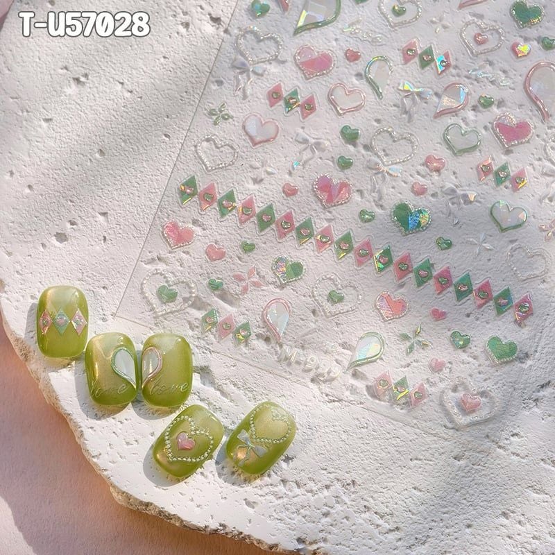 [NHẬP KHẨU] Miếng Dán Trang Trí Móng TENSOR 5D Sticker Nail Cao Cấp, Họa Tiết Nơ Bướm, Trái Tim Lấp Lánh, Siêu Xinh, Mẫu Đa Dạng