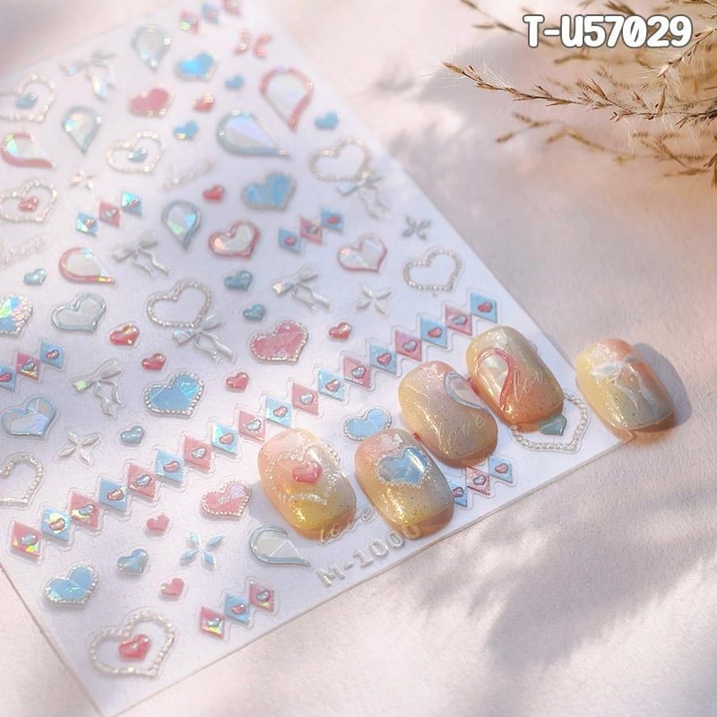 [NHẬP KHẨU] Miếng Dán Trang Trí Móng TENSOR 5D Sticker Nail Cao Cấp, Họa Tiết Nơ Bướm, Trái Tim Lấp Lánh, Siêu Xinh, Mẫu Đa Dạng