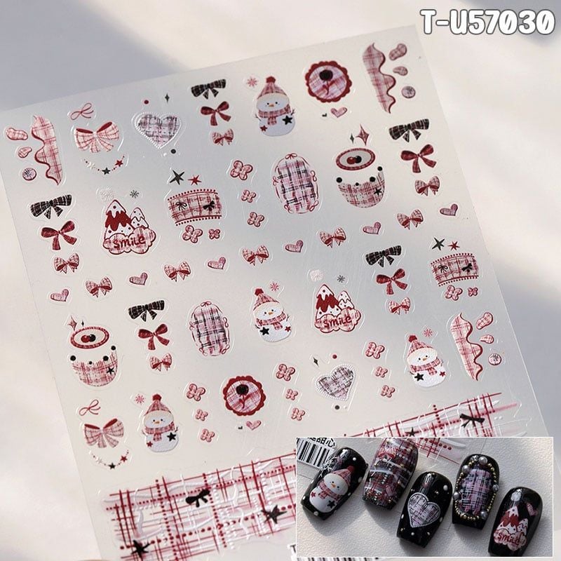 Miếng Dán Trang Trí Móng TENSOR 5D Sticker Nail Cao Cấp, Họa Tiết Giáng Sinh Dễ Thương Ông Già Noel