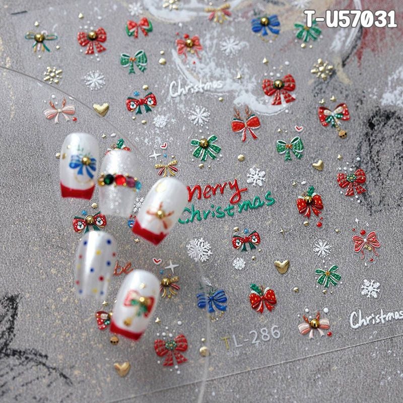 Miếng Dán Trang Trí Móng TENSOR 5D Sticker Nail Cao Cấp, Họa Tiết Giáng Sinh Dễ Thương Ông Già Noel