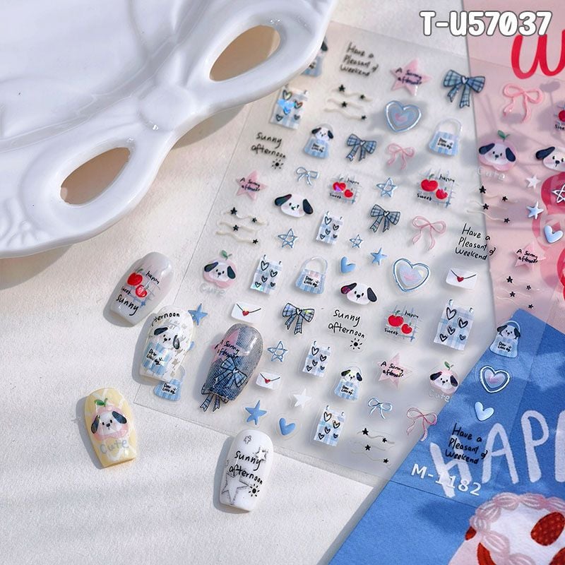 Miếng Dán Trang Trí Móng TENSOR 5D Sticker Nail Cao Cấp Họa Tiết Hoạt Hình Siêu Dễ Thương, Đa Dạng, Nhiều Màu Sắc