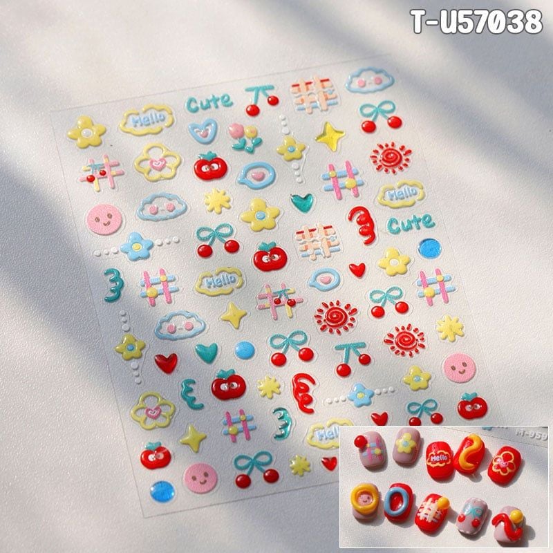 Miếng Dán Trang Trí Móng TENSOR 5D Sticker Nail Cao Cấp, Họa Tiết Hoa, Tulip, Ngôi Sao Mẫu Đa Dạng