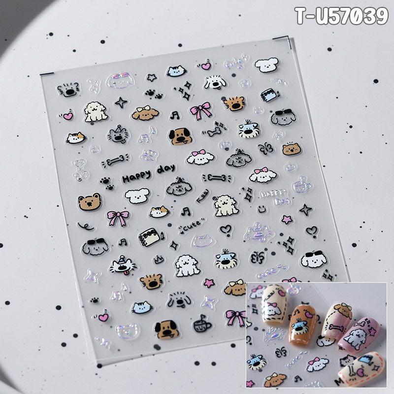 Miếng Dán Trang Trí Móng TENSOR 5D Sticker Nail Cao Cấp Họa Tiết Hoạt Hình Siêu Dễ Thương, Đa Dạng, Nhiều Màu Sắc