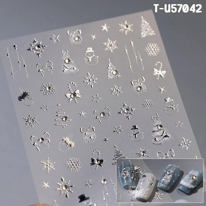 Miếng Dán Trang Trí Móng TENSOR 5D Sticker Nail Cao Cấp, Họa Tiết Giáng Sinh Dễ Thương Ông Già Noel