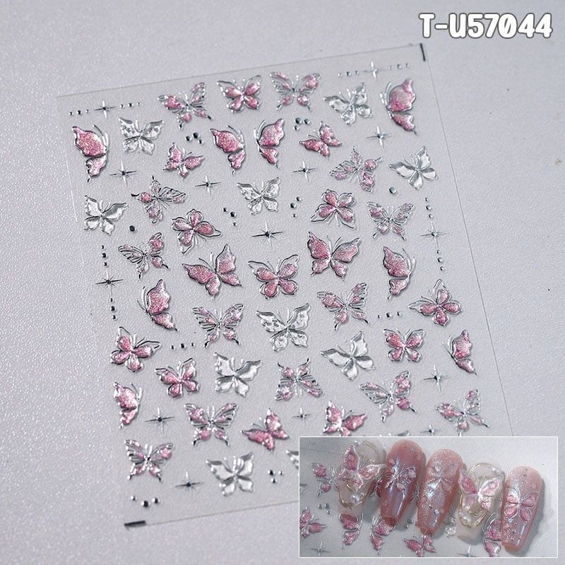Miếng Dán Trang Trí Móng TENSOR 5D Sticker Nail Cao Cấp, Họa Tiết Nơ Bướm, Trái Tim Lấp Lánh, Siêu Xinh, Mẫu Đa Dạng