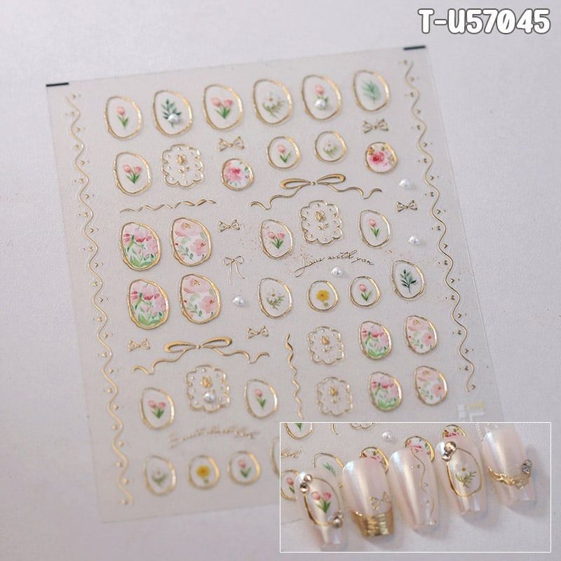Miếng Dán Trang Trí Móng TENSOR 5D Sticker Nail Cao Cấp, Họa Tiết Hoa, Tulip, Ngôi Sao Mẫu Đa Dạng