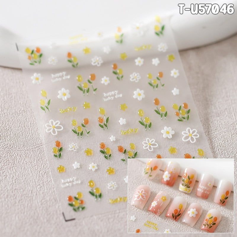 Miếng Dán Trang Trí Móng TENSOR 5D Sticker Nail Cao Cấp, Họa Tiết Hoa, Tulip, Ngôi Sao Mẫu Đa Dạng