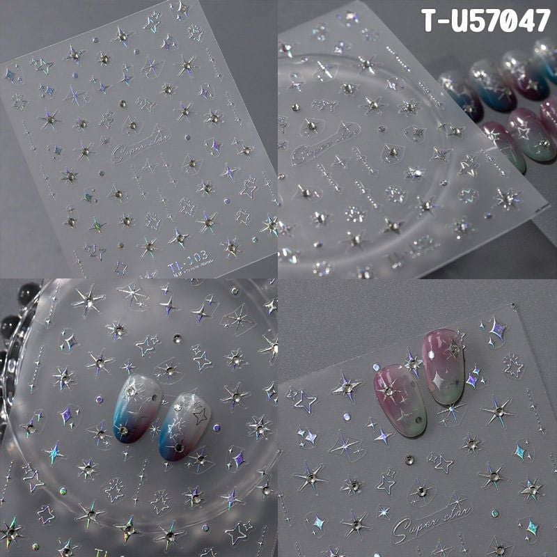 Miếng Dán Trang Trí Móng TENSOR 5D Sticker Nail Cao Cấp, Họa Tiết Nơ Bướm, Trái Tim Lấp Lánh, Siêu Xinh, Mẫu Đa Dạng