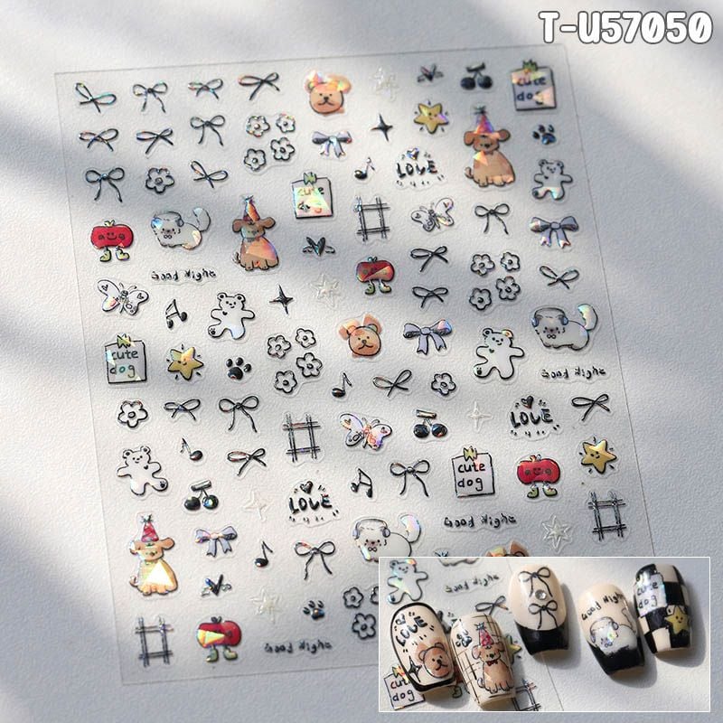 Miếng Dán Trang Trí Móng TENSOR 5D Sticker Nail Cao Cấp Họa Tiết Hoạt Hình Siêu Dễ Thương, Đa Dạng, Nhiều Màu Sắc