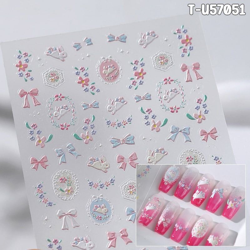 Miếng Dán Trang Trí Móng TENSOR 5D Sticker Nail Cao Cấp, Họa Tiết Nơ Bướm, Trái Tim Lấp Lánh, Siêu Xinh, Mẫu Đa Dạng