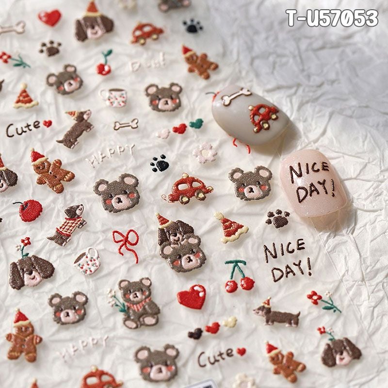 Miếng Dán Trang Trí Móng TENSOR 5D Sticker Nail Cao Cấp Họa Tiết Hoạt Hình Siêu Dễ Thương, Đa Dạng, Nhiều Màu Sắc