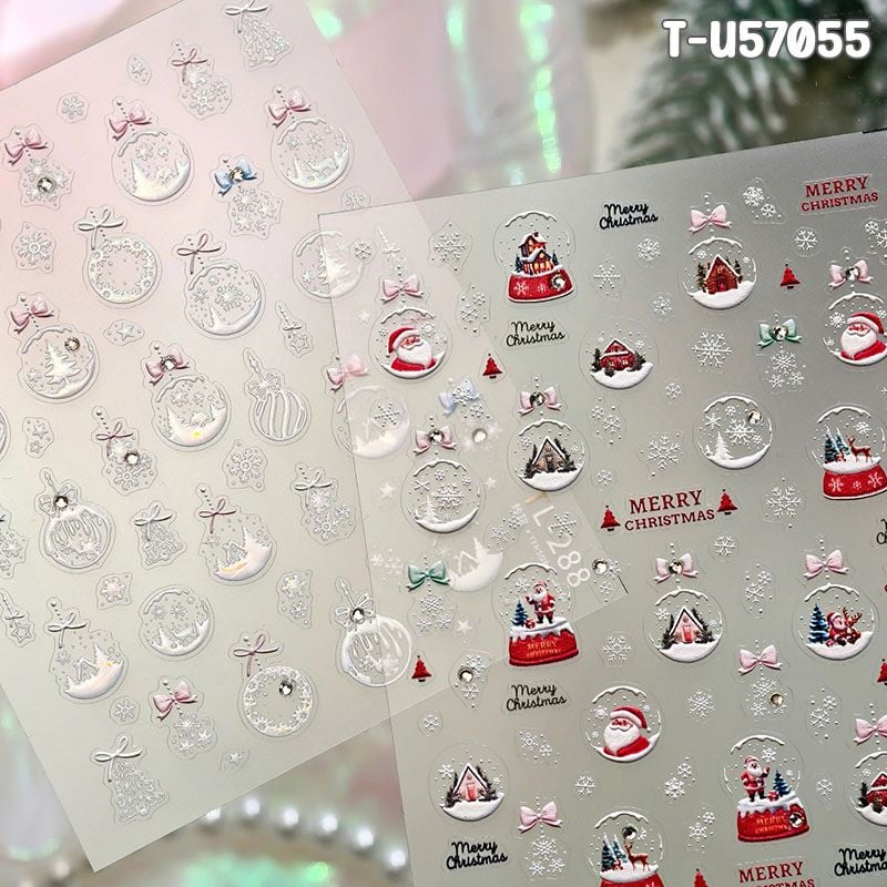 Miếng Dán Trang Trí Móng TENSOR 5D Sticker Nail Cao Cấp, Họa Tiết Giáng Sinh Dễ Thương Ông Già Noel