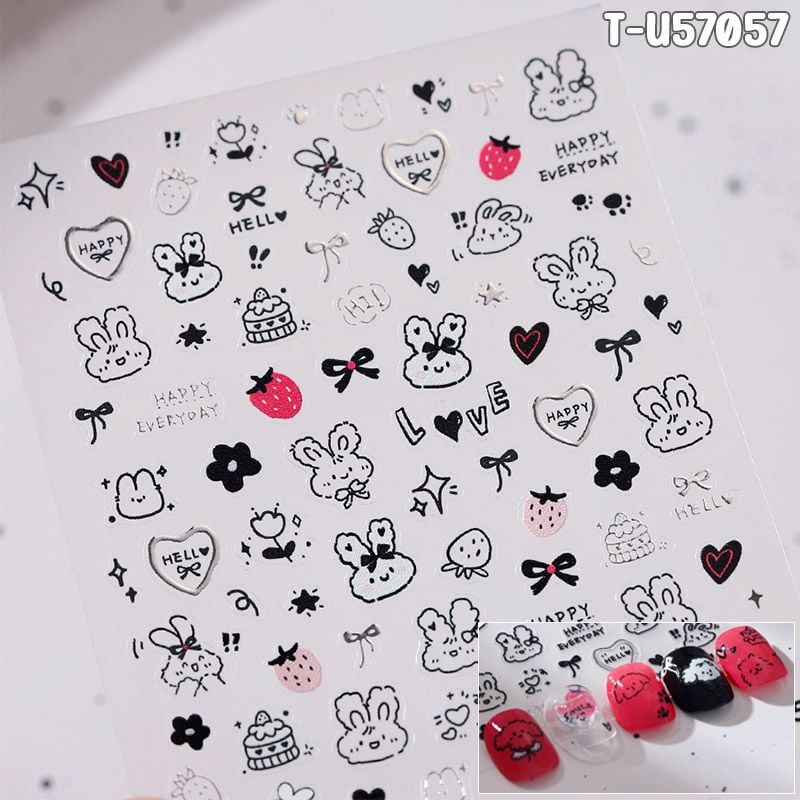 Miếng Dán Trang Trí Móng TENSOR 5D Sticker Nail Cao Cấp Họa Tiết Hoạt Hình Siêu Dễ Thương, Đa Dạng, Nhiều Màu Sắc