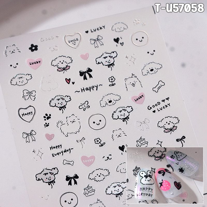 Miếng Dán Trang Trí Móng TENSOR 5D Sticker Nail Cao Cấp Họa Tiết Hoạt Hình Siêu Dễ Thương, Đa Dạng, Nhiều Màu Sắc