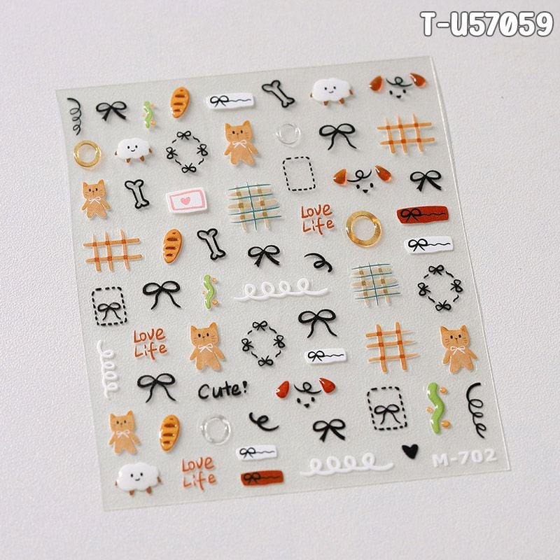 Miếng Dán Trang Trí Móng TENSOR 5D Sticker Nail Cao Cấp Họa Tiết Hoạt Hình Siêu Dễ Thương, Đa Dạng, Nhiều Màu Sắc