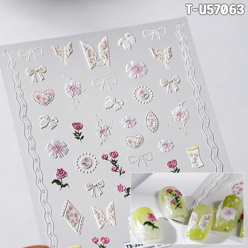 Miếng Dán Trang Trí Móng TENSOR 5D Sticker Nail Cao Cấp, Họa Tiết Hoa, Tulip, Ngôi Sao Mẫu Đa Dạng