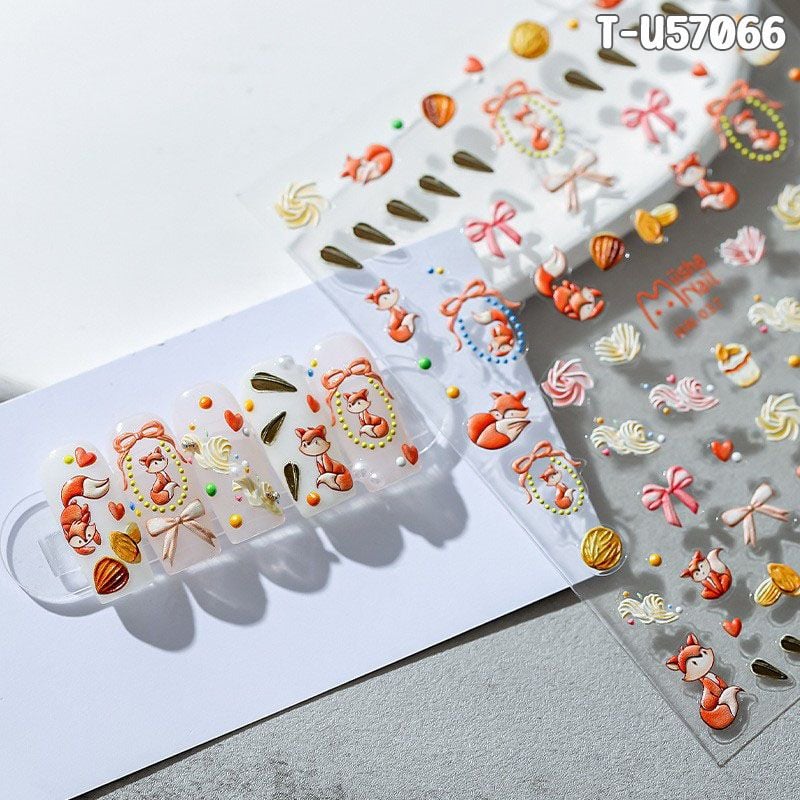 Miếng Dán Trang Trí Móng TENSOR 5D Sticker Nail Cao Cấp Họa Tiết Hoạt Hình Siêu Dễ Thương, Đa Dạng, Nhiều Màu Sắc