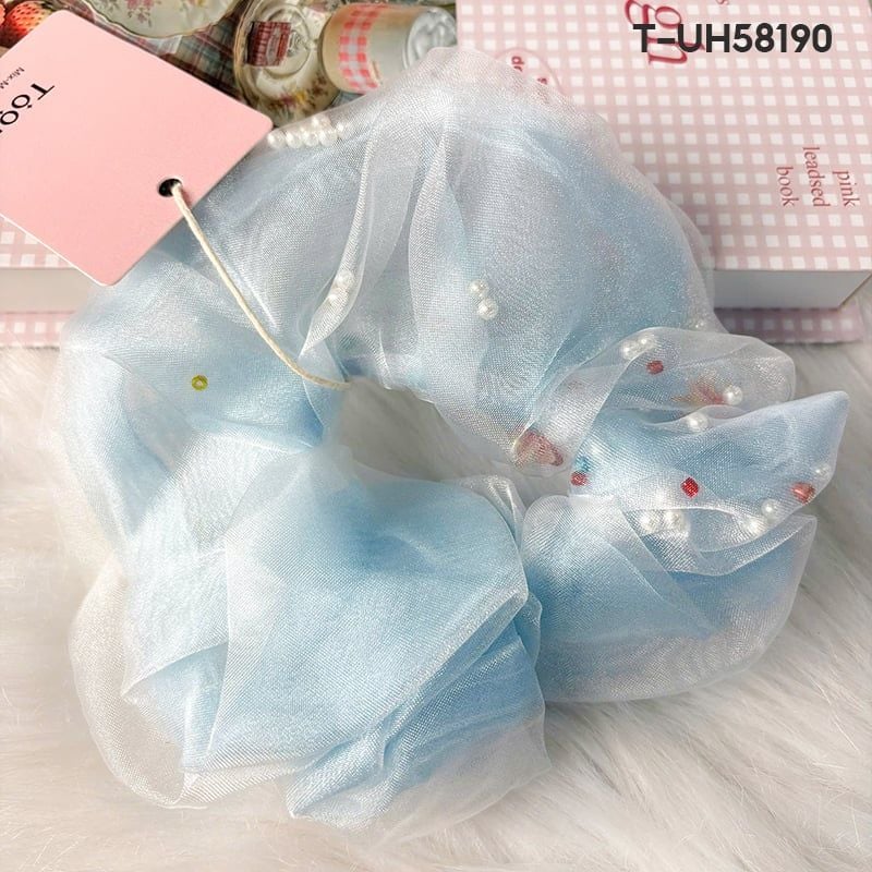 Dây Cột Tóc Scrunchies Cao Cấp TOOLA Kiểu Dáng Thanh Lịch, Vải Voan Nhiều Lớp, Vải Caro