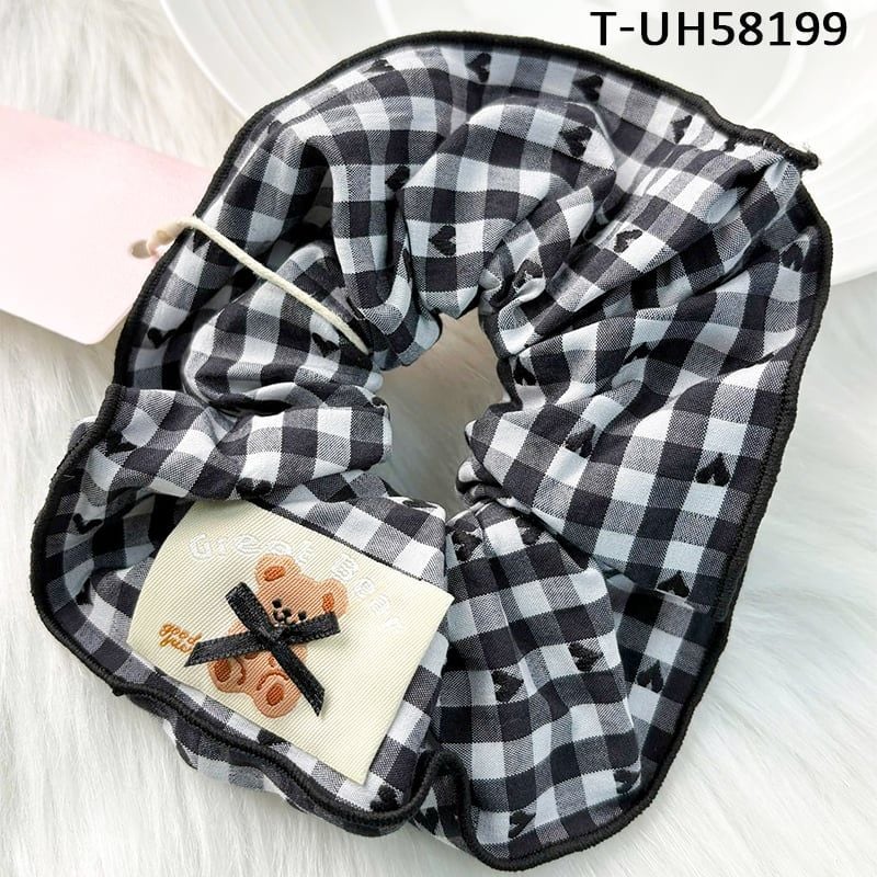 Dây Cột Tóc Scrunchies Cao Cấp TOOLA Kiểu Dáng Thanh Lịch, Vải Voan Nhiều Lớp, Vải Caro