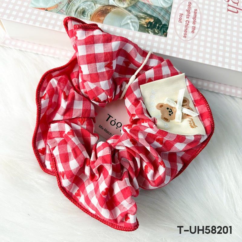 Dây Cột Tóc Scrunchies Cao Cấp TOOLA Kiểu Dáng Thanh Lịch, Vải Voan Nhiều Lớp, Vải Caro