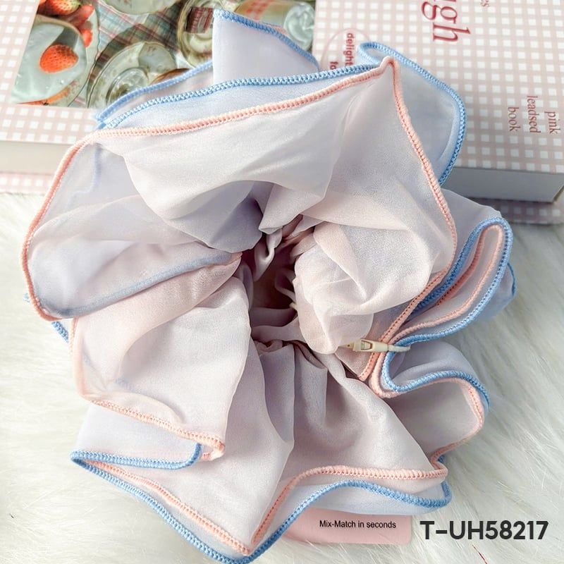 Dây Cột Tóc Scrunchies Cao Cấp TOOLA Kiểu Dáng Thanh Lịch, Vải Voan Nhiều Lớp, Vải Caro