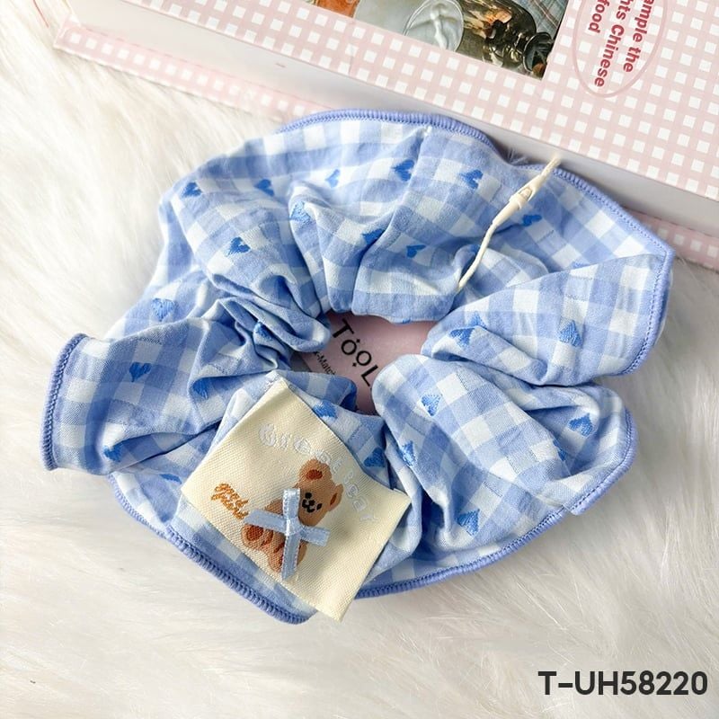 Dây Cột Tóc Scrunchies Cao Cấp TOOLA Kiểu Dáng Thanh Lịch, Vải Voan Nhiều Lớp, Vải Caro