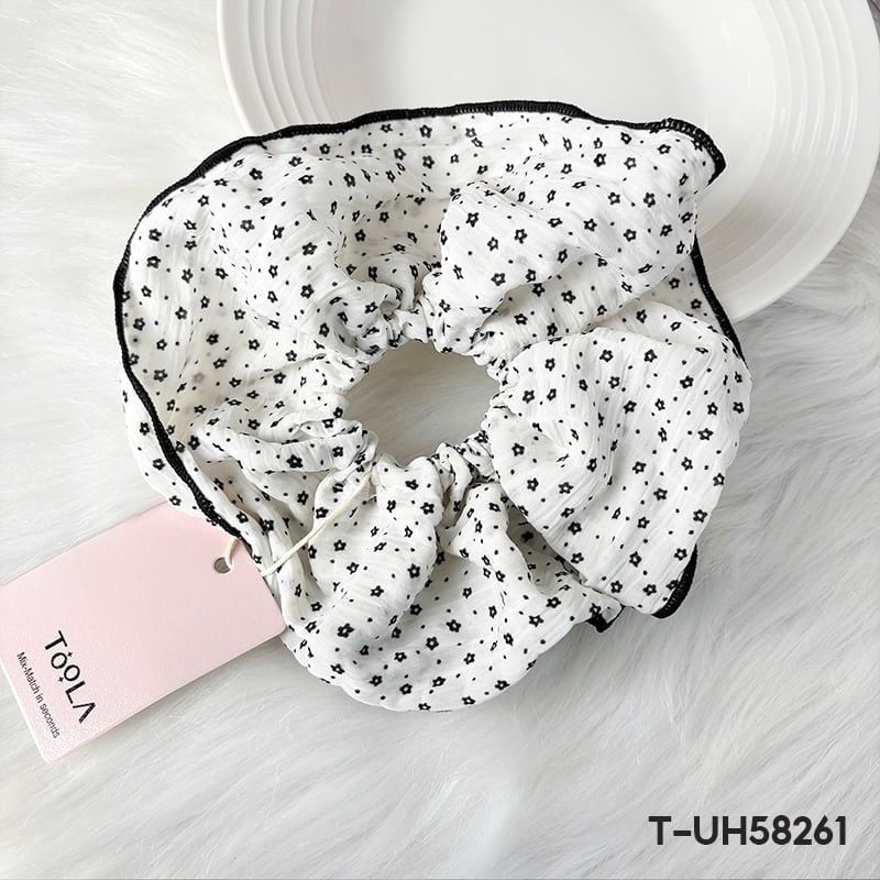 Dây Cột Tóc Scrunchies Sọc Caro, Đính Gấu Cao Cấp TOOLA