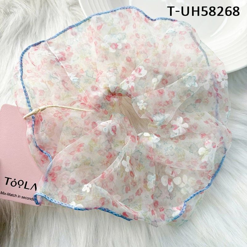 Dây Cột Tóc Scrunchies Sọc Caro, Đính Gấu Cao Cấp TOOLA