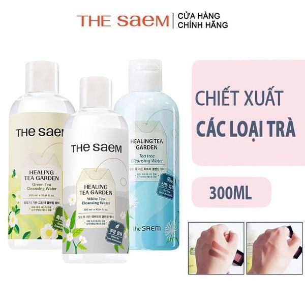  Nước Tẩy Trang The Saem Chiết Xuất Từ Các Loại Lá Trà Healing Tea Garden Cleansing Water 300ml 